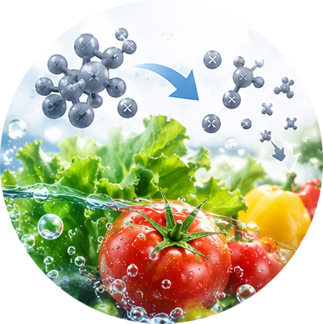≥ 95% Pesticide residue degradation ≥ 95% Pesticide residue degradation