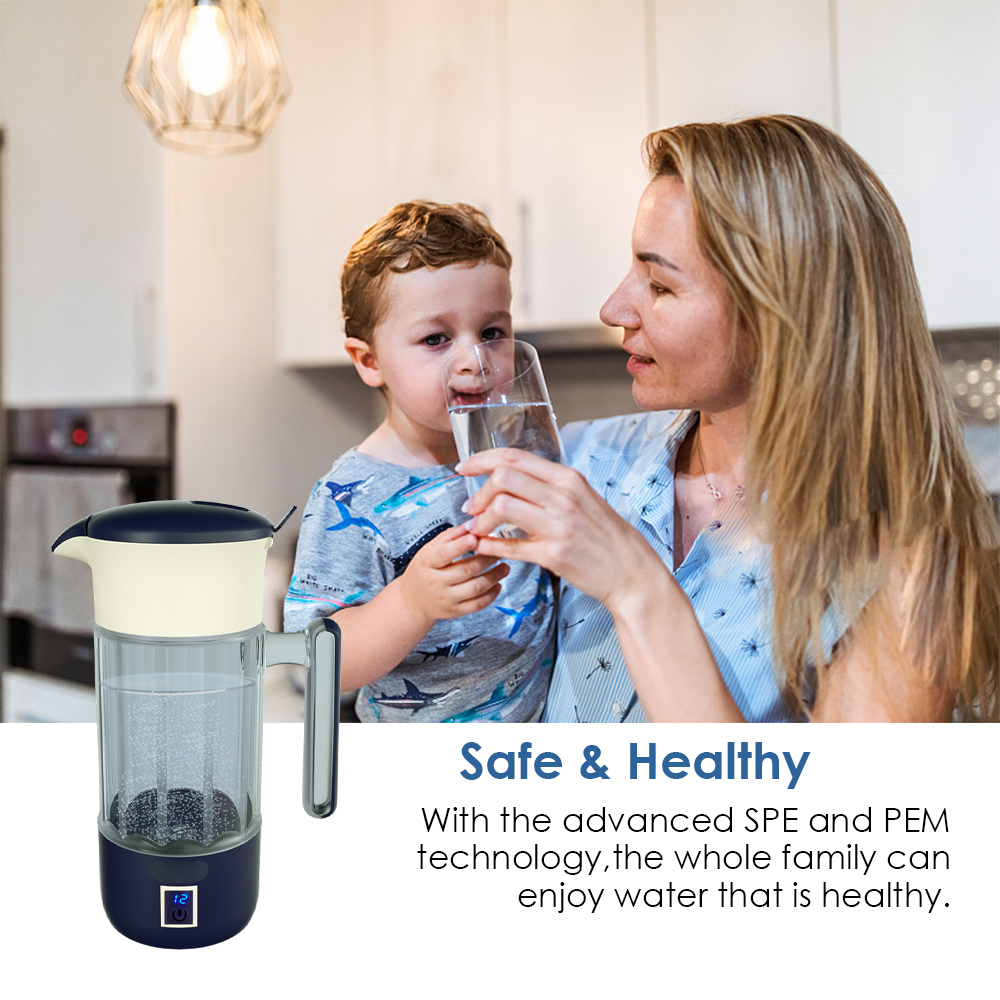 Hydrogen Water Bottle Hydrogen Water Generator Ionizer Hydrogen Rich Water Maker Machine Hydrogen Water Pitcher with SPE PEM 1500ml 7