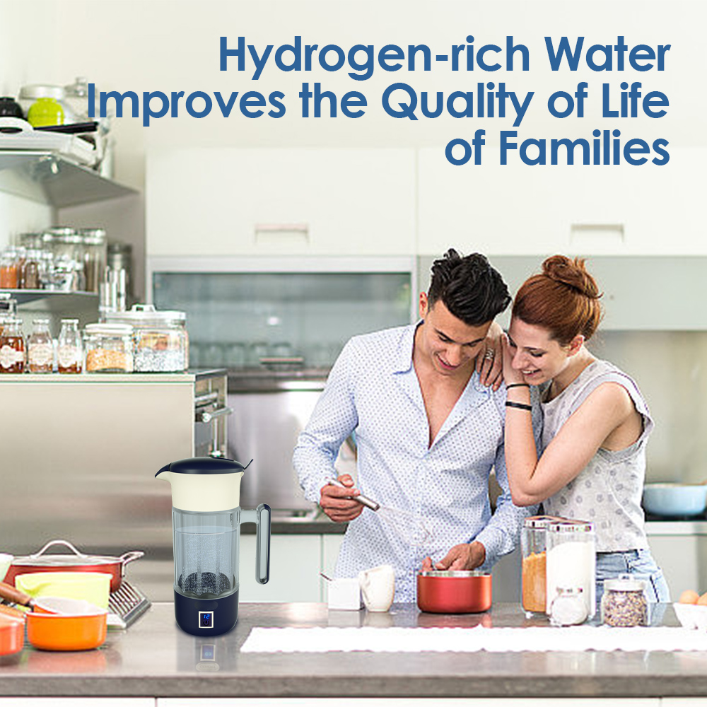 Hydrogen Water Bottle Hydrogen Water Generator Ionizer Hydrogen Rich Water Maker Machine Hydrogen Water Pitcher with SPE PEM 1500ml 6