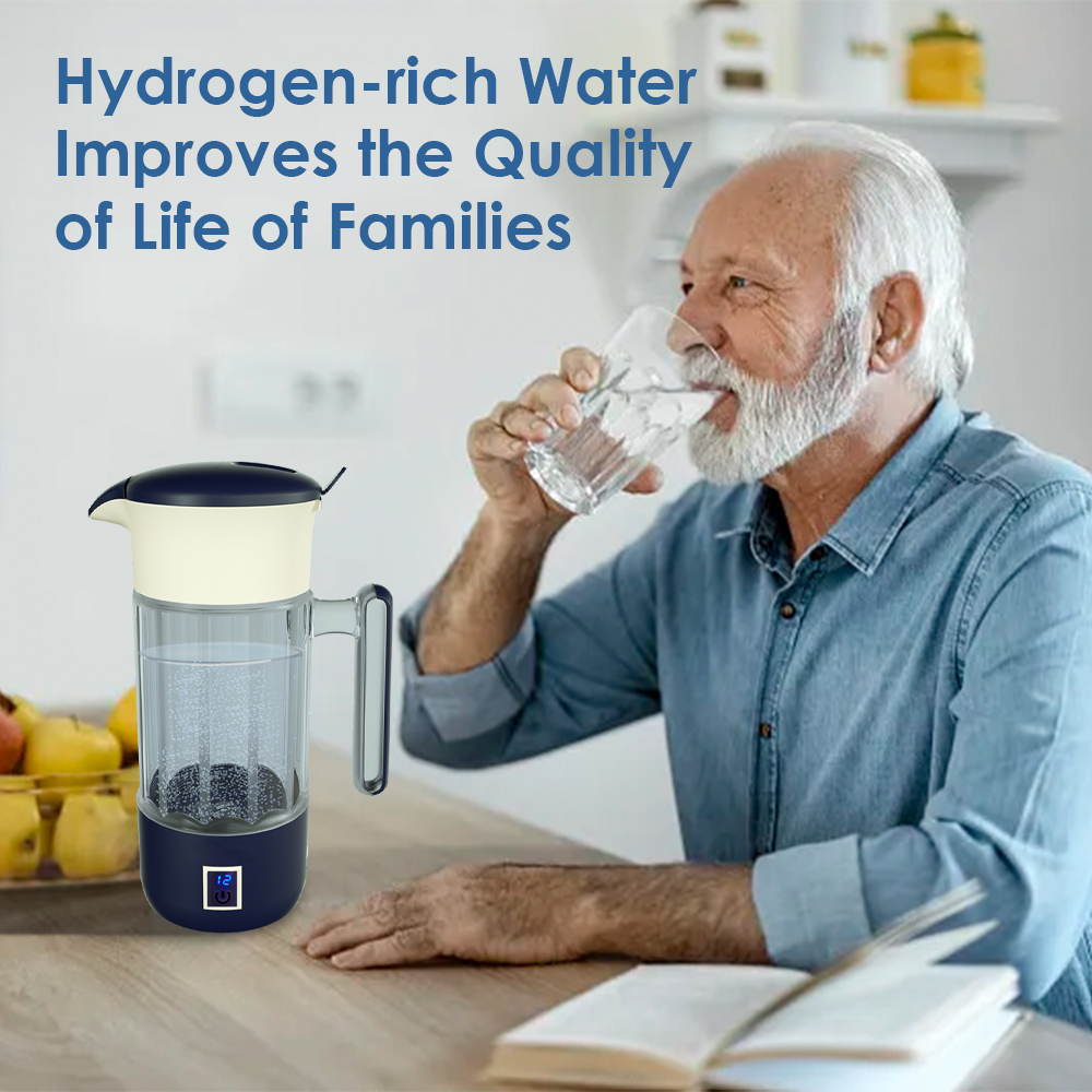 Hydrogen Water Bottle Hydrogen Water Generator Ionizer Hydrogen Rich Water Maker Machine Hydrogen Water Pitcher with SPE PEM 1500ml 5